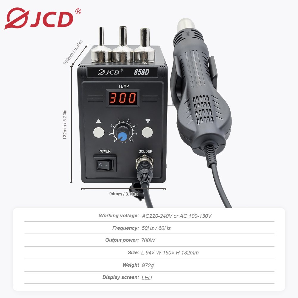 JCD Heteluchtpistool 858D BGA  - Heat Gun Small recensie en prijs